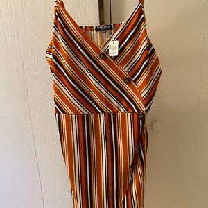 🧡 NWT Full Circle Trends Striped Wrap Dress – Size 3X | Fall Vibes + Flattering
